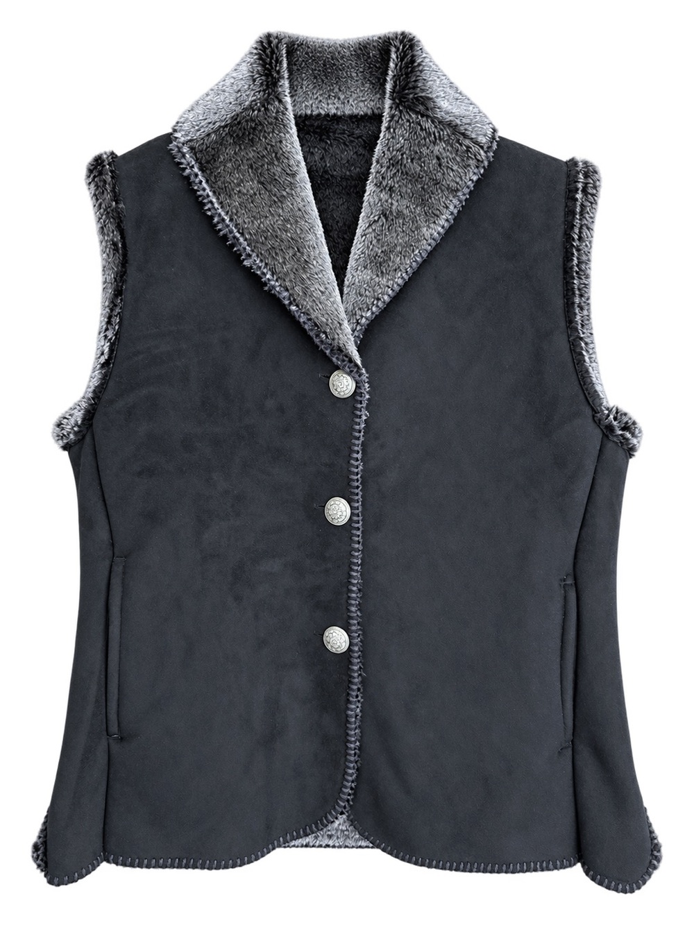 Vintage Andrea Faye Women's Faux Shearling Vest - USA 🇺🇸 Made Medium